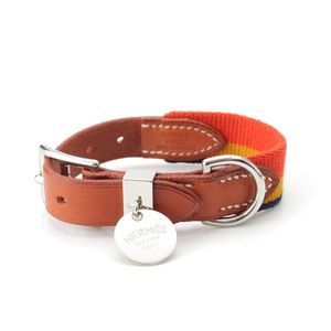 Hermes Leather Dog Rockabar Miscellaneous Goods Lead Collar Set Multicolor Brown